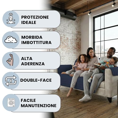 Copridivano bicolore in microfibra TRENDY, Blu Scuro/Grigio Chiaro, 1 Posto - Immagine 1