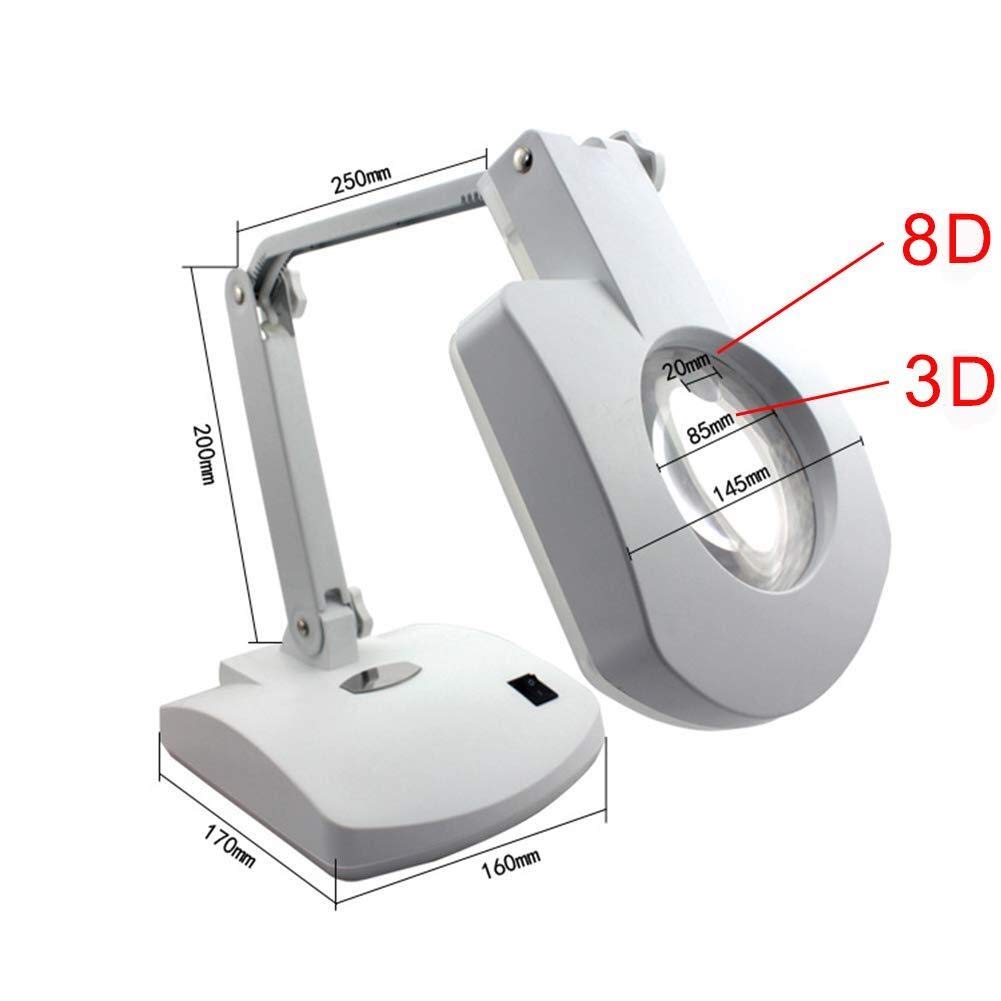 Lampe Loupe 56 LED, Lentille 3D/8D – 85 Mm, Bras Pivotant Réglable en Hauteur, Idéale pour Bureau, Table, Travaux Manuels, Bijoux.