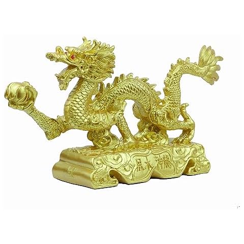 Bwinka Chinese Gold feng Shui Dragon Statue and Figurines and Sculptures and Collectibles for Luck & Success Cover