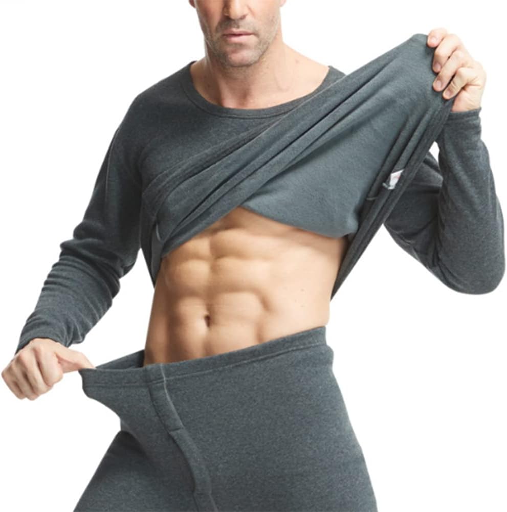 HSQSMWJ Long Johns Thermal Underwear for Men Fleece Lined Base Layer Set Warm Vest Tshirt Winter Ski Wear Underwear M-3XL