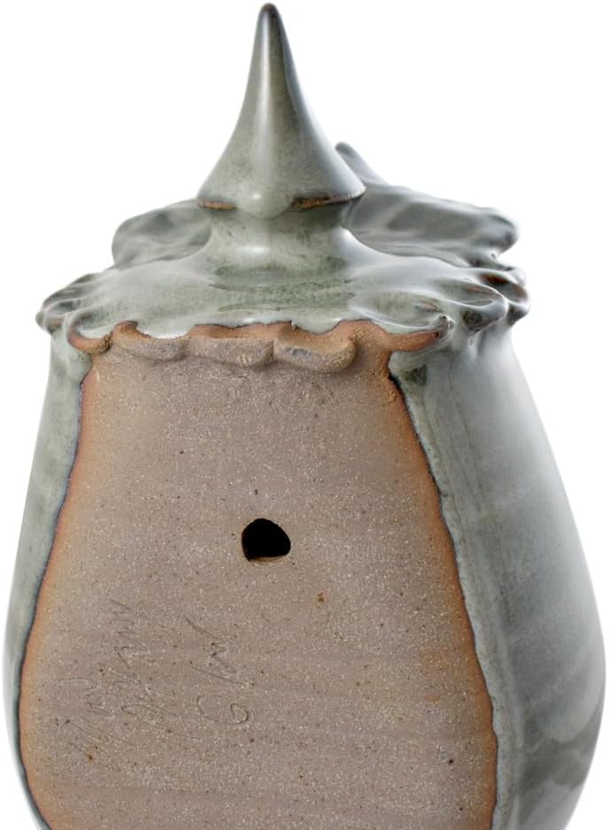 Whimsical Woodsman Wall-Mounted Birdhouse - American Handmade Stoneware Pottery, Folk Art Face Jug Style, 10.5"