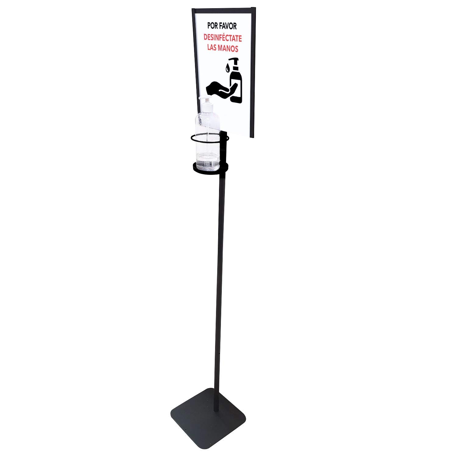 Dispensador de Pie para Gel Hidroalcohólico Desinfectante de Manos para Comercios y Oficinas. 146cm. Incluye Cartela A4. Dispensador de Gel Desinfectante Fabricado en España