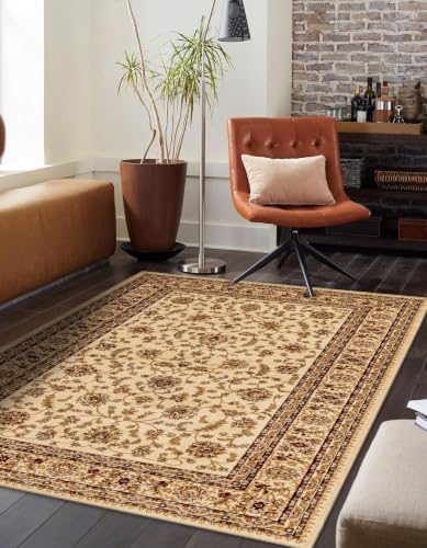 Unique Loom Voyage Collection Traditional Oriental Classic Intricate Design Area Rug (6' 0 x 9' 0 Rectangular, Ivory/Gold)