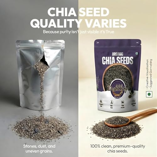 Image of Deshbhog Organic Chia Seed for Eating (Pack of 1, 500 gram) | Chia Seeds Organic Healthy Raw Seed Calcium and Protein Rich Seeds Healthy Snacks