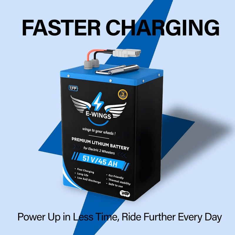 Image of E-WINGS 51V 45Ah LiFePO4 | 2.3kWh High-Capacity EV Battery | Smart BMS | 3000 Cycles | Long Range Fast Charging LFP Scooter Battery