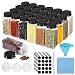Produktbild 24 Stück Gewürzgläser, Revivoer120ml Glas Spice Jars Eckig Gewurzglaeser,Gewürzbehälter Gewürzdosen Set mit Silikon Trichter,Gewürzbox mit Gewürzetiketten, Küchenutensilien Küchenzubehör (Schwarz)