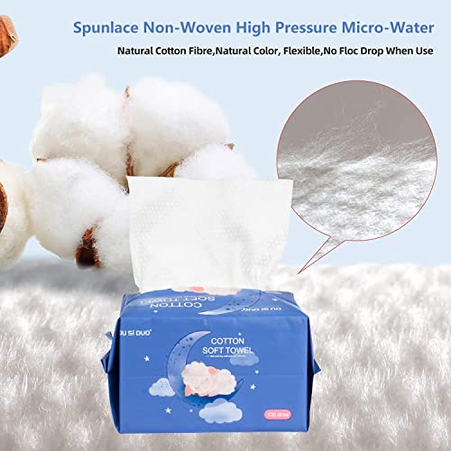 Image of Dry Baby Wipes, Made of 100% cotton, Chemical-free Unscented, Ultra Absorbent Cotton, Wet and Dry Use Tissues for Baby Delicate Skin Clean, 600 count (pack of 6)
