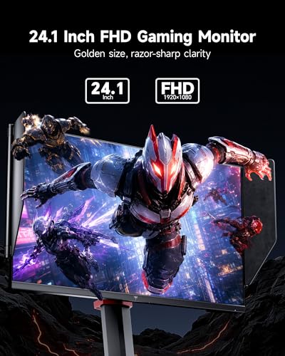 Image of KTC 25M1 400Hz Gaming Monitor, Fast TN 24.1 Inch FHD PC Monitor 240Hz, 0.5ms GTG, Adaptive Sync, DAC, Vertical Monitors with Shielding Hood, HDMI DP Port, Tilt Swivel Pivot Height Adjustment, VESA