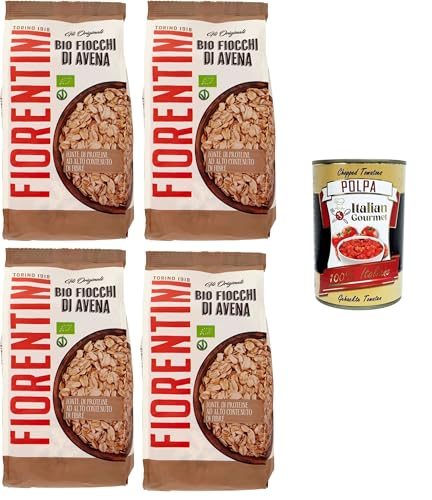 Fiorentini Fiocchi di Avena, Fonte di proteine ad alto uto contendi Fibre Avena, fuente de proteínas con alto contenido de fibra 4 x 500 g + Polpa italiana Gourmet 400 g