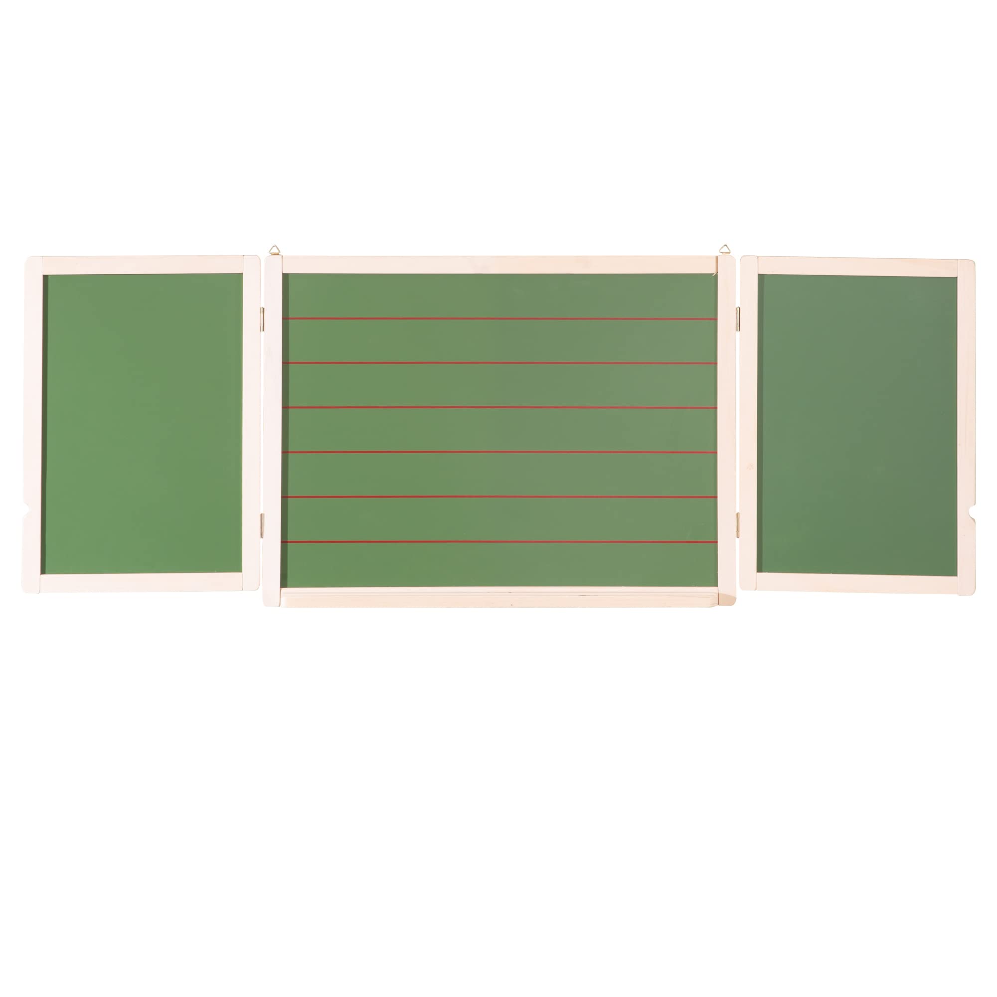 roba Tableau Enfant Mural à 3 Volets en Bois Naturel - Triptyque à Suspendre - Double Face Craie lignée et Magnétique Blanche pour Feutre et Aimants