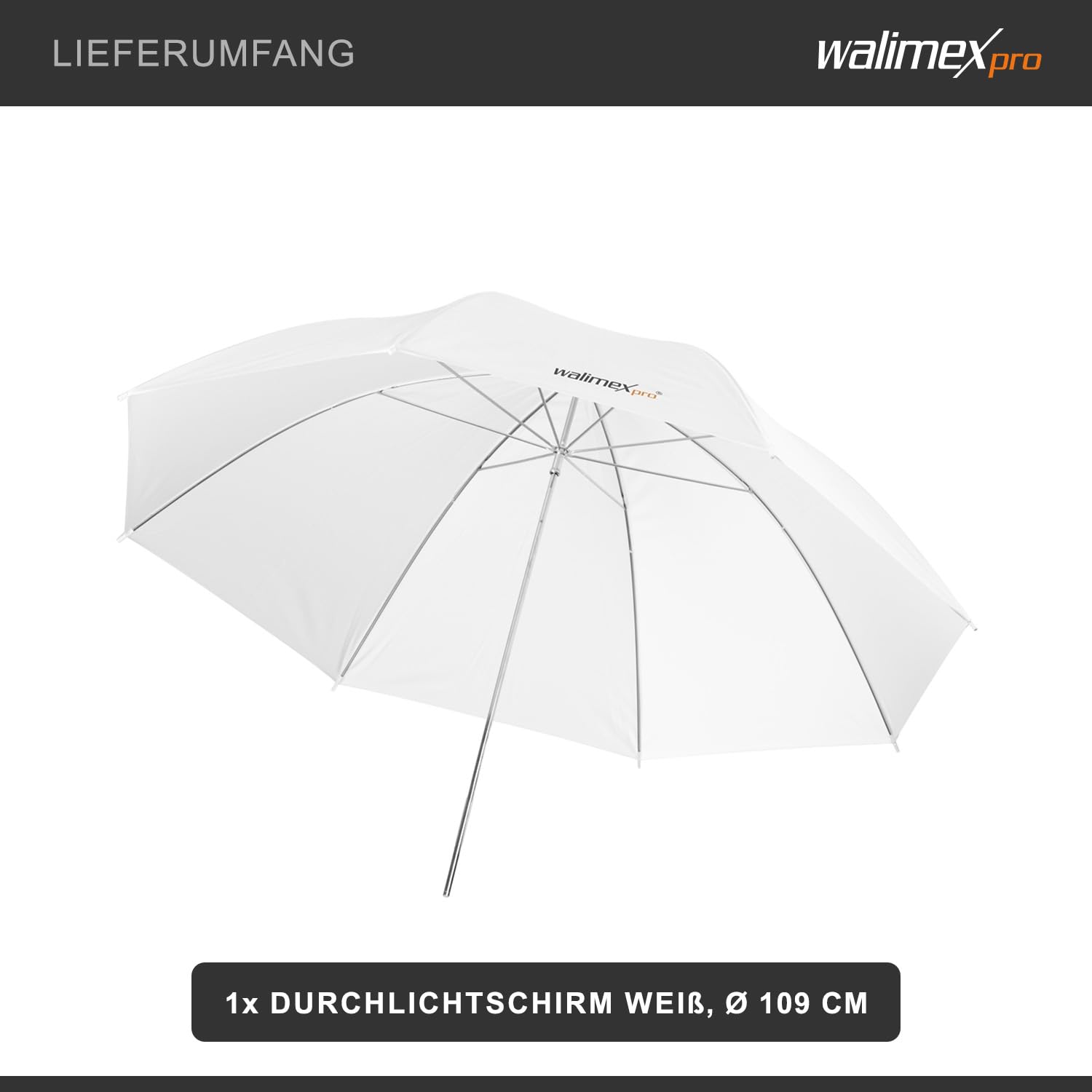 Ombrello riflettore Walimex Pro 109 cm bianco (per luce soffusa e diffusa)