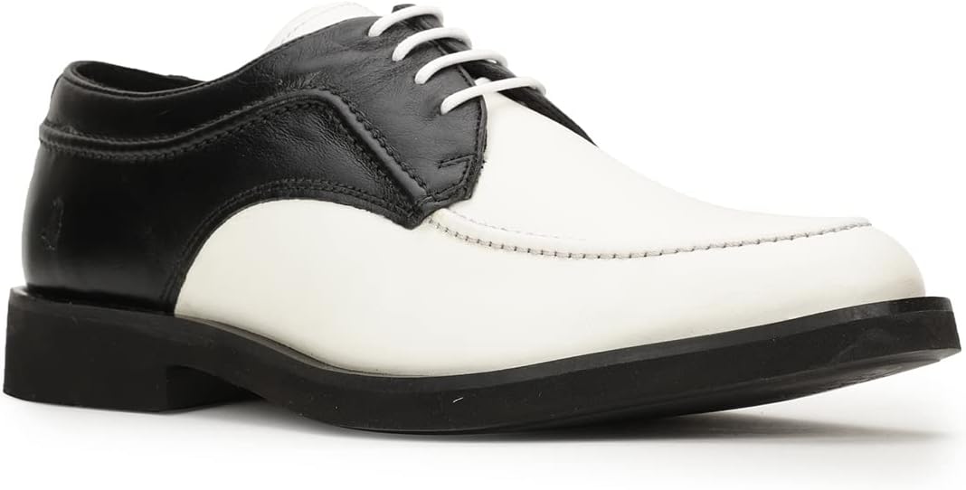 Hush Puppies Elvis Classic Show Time Men Black & White Leather Derbys,