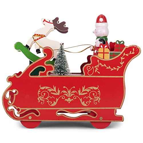 Trineo de Santa con reno rojo decorativo para regalar en Navidad 3