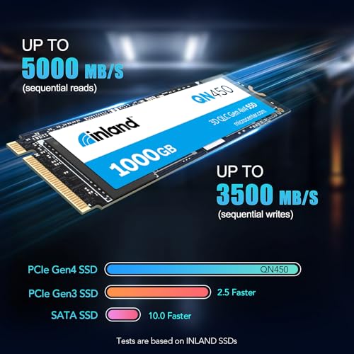 INLAND QN450 SSD 1000GB M.2 2280 NVMe SSD- PCIe 4.0 Gen4x4, Up to 5,000 MB/s - Internal Solid State Drive - Additional View