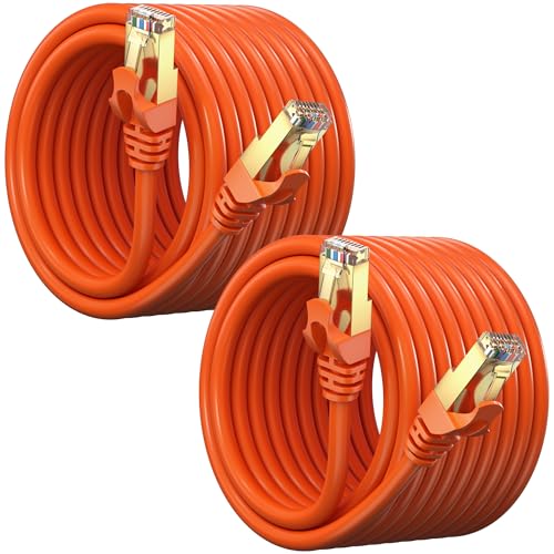 Cable Ethernet   20 pies (6 metros) 2 unidades Cat 7, cable de Internet de alta velocidad de 10 Gigabit para router LAN PS4 Xbox Gaming   Cable Cat7 con conectores de red rápidos RJ45, color naranja