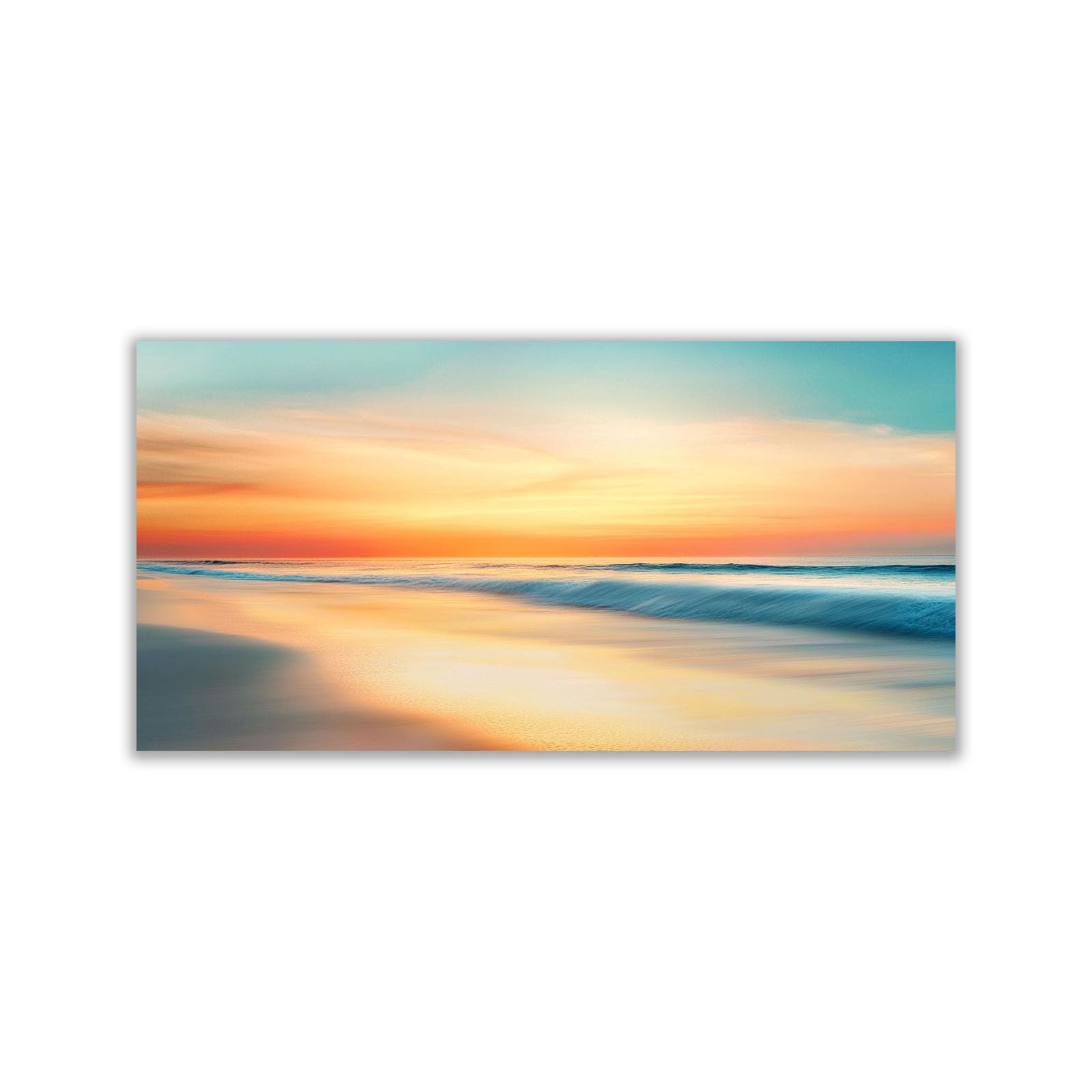 WIKEO Beach Canvas Wall Art Sunset Beach Scenery Coastal Tropical Artwork Prints Pictures,for Bathroom Bedroom Living Room Home Office Wall Decor(Orange 5)-40x80cm Unframed