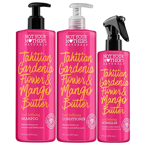 Not Your Mother's Naturals Curl Definition Shampoo, Conditioner, and Hair Detangler (3-Pack) - Tahitian Gardenia Flower & Mango Butter - Moisturize and Enhance Curls