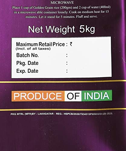 Image of GOLDEN GRAIN Rozana Basmati Rice 5Kg for Daily Consumption | Everyday Basmati Rice | Perfect For Daily Cooking | Authentic Taste With Rich Aroma | Non-Sticky & Easy To Cook | Daily Basmati Rice