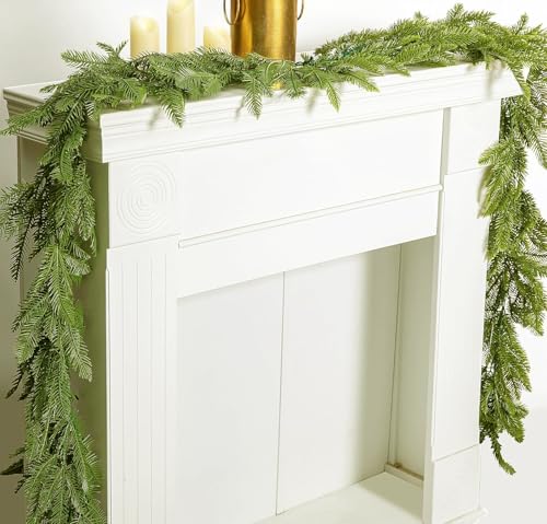 6ft Artificial Christmas Garland - Realistic Faux Pine Garland for Fireplace Mantel, Indoor Outdoor Holiday Decor, Xmas Party Decoration (1 Pack)