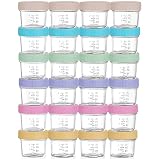 WILLDAN 24-Pack Glass Baby Food Storage Containers - 4 oz Baby Food Storage Jars with Lids, Baby Foo