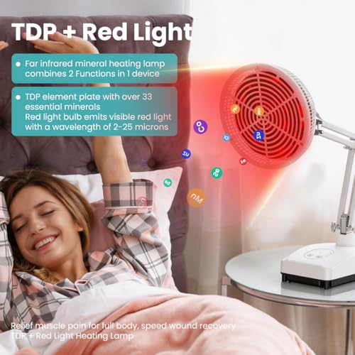 Image of YUNCHI 2 in 1 TDP Infrared Red Light Therapy with Base, 275W 2 in 1 Infrared Heat Lamp Device