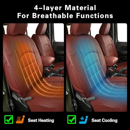 EKR Wrangler Seat Covers Full Set Custom Fit for Jeep Wrangler(2 Door) 2018 2019 2020 2021 2022 2023 2024 2025 2026(Manual Driver Seat) - Faux Leather(Burgundy) by EKR - Used condition - Image 6