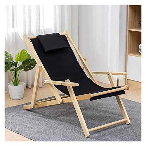 Chaise Longue Pliable en Bois, Chaise Longue de Plage, Pliante et réglable, avec Toile, Chaise Longue Ergonomique en Bois, Chaise de Repos pour Le Salon, Le...