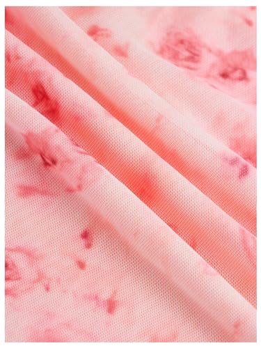 WDIRARA Girl's Floral Print Square Neck Mesh Sleeveless Ruched Cami Dress Party Bodycon Dresses4