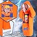 Naruto Fleece Hoodie Blanket for Boys and Teenagers - One Size Kids Oversized Hoodie with Sherpa Lining Gifts for Boys Orange