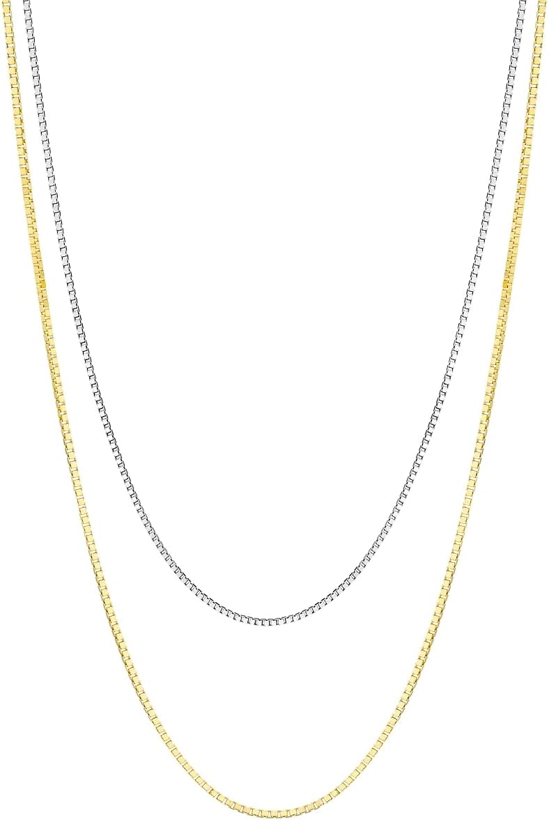 JEWEE DIAMOND Personalized 14K Gold 3D Name Necklace with Box Chain | Custom Engraved Family Name & Dates Bar Pendant | Unique Gift for Women, Men, & Couples