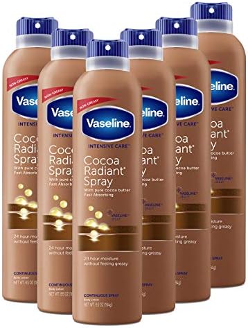 Vaseline Intensive Care Spray Moisturizer For Dry Skin Cocoa Radiant Made With 100% Pure Cocoa Butter 6.5oz (Pack of 6)