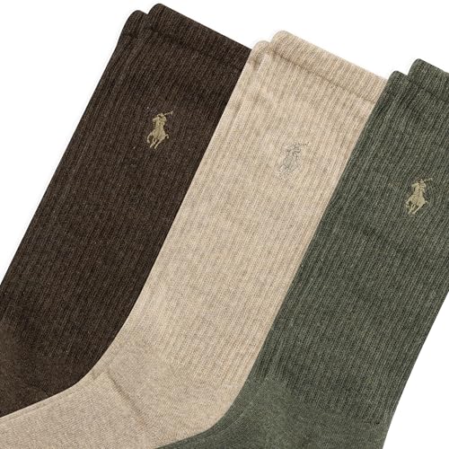 Polo Ralph Lauren Men's Ribbed Casual Crew Socks -3 Pair Pack- Cotton Comfort & Heel-toe Reinforcement2