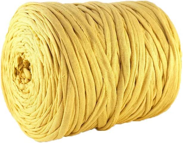 HANOLI 200g Art-Yarn T-Shirt Yarn Crochet Yarn Fabric Knitting Yarn Chunky Yarn Spaghetti Yarn Macrame Cotton Yarn Home Decor DIY Yarn (Color : Mustard)