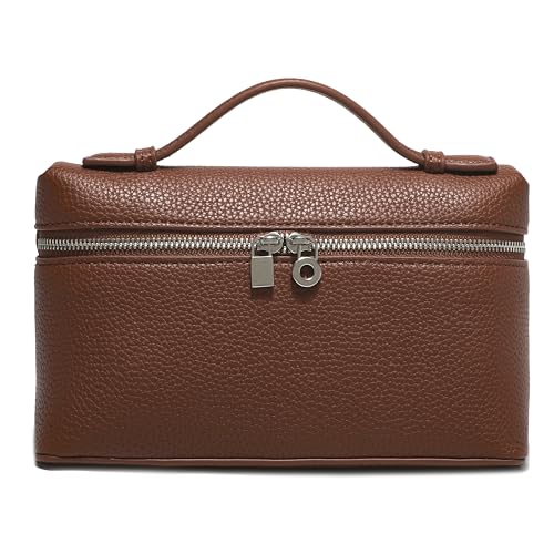 Rejolly Bolsa tiracolo feminina de couro real L19 bolsa de ombro de designer com alça superior silenciosa, luxuosa, estilo moderno, Café