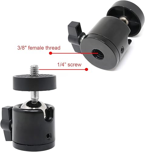 Miniatura 3 de Honbay 1 unids 14 pulgadas a 38 pulgadas 360 giratorio mini cabeza esférica giratoria con tornillo de 14 pulgadas convertidor adaptador tornillo