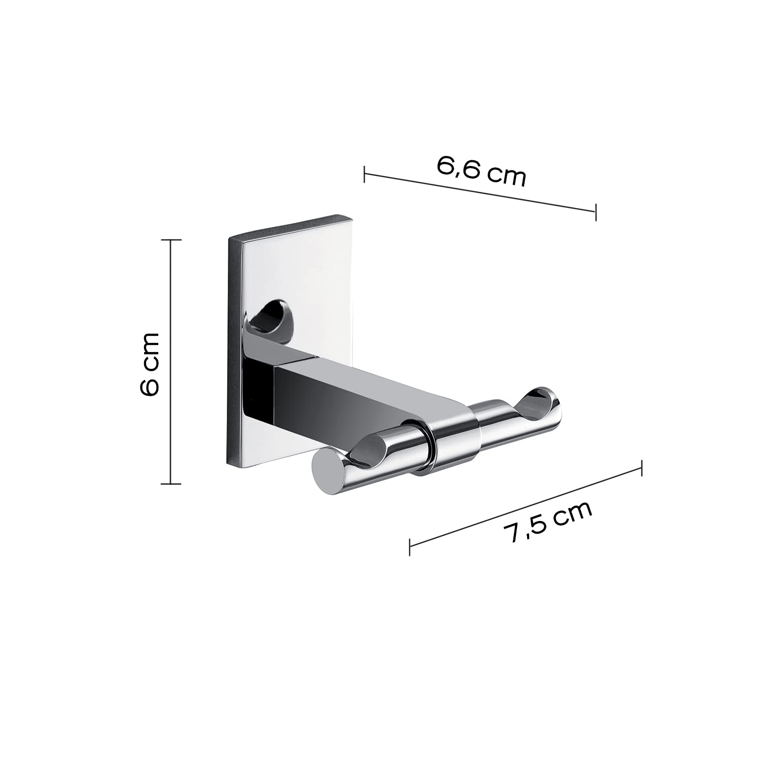 Gedy G-Singapore Double Coat Rack, Chrome Finish, Measures 6 x 7.5 x 6.5 cm, Stainless Steel and Cromall Towel Holder - Image 2