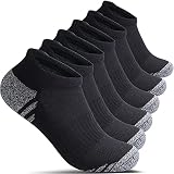 AMAZ-PLAY Cotton No Show Socks for Men With Heel Tab, Cushion Ankle Compression Running Athletic Low Cut Mens Sock 6 Pack