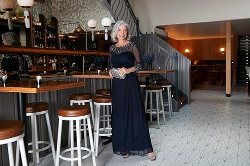 Alex Evenings Women's Long A-line Mother of The Bride Dress with Illusion Neck and Sleeves (Petite and Regular Sizes)3