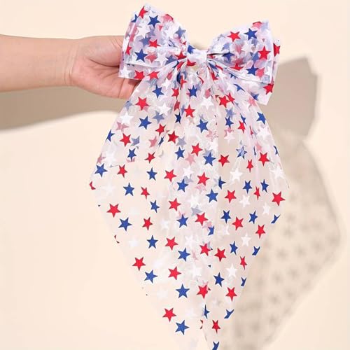 Pinza con moño patriótico para cabello 4th of July miniatura 7