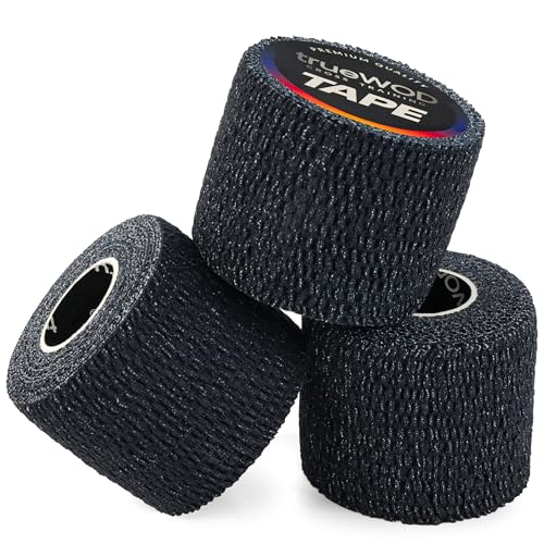 trueWOD Tape Crossfit Adhesivo Cinta Crossfit para Dedos Flexible Hook Grip Tape Esparadrapo Deportivo Halterofilia Resistente Elastico Profesional - Pack 3 Rollos 5cm x 4,5m Negro