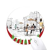 Ferienhaus Straße Frankreich Landmark Rund Gummi Maus Pad Weihnachtsdekoration