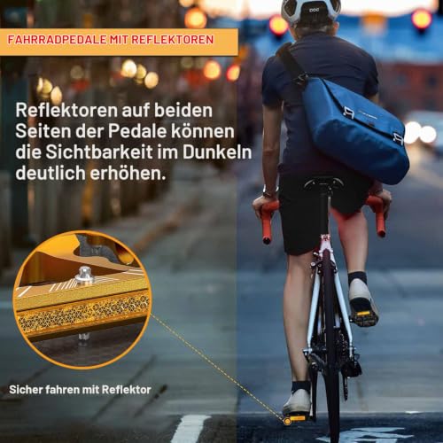 GEWAGE MTB Fahrradpedale aus CNC-Aluminium, 9/16 Zoll, Reflektoren, 18 Pins – Ansicht 2