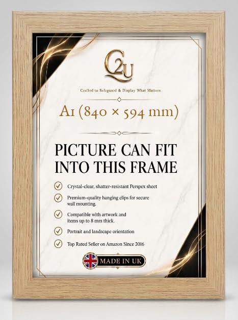 A1 (840x594) mm Picture Frame | Engineered Wood Photo Poster Frame for Jigsaw Puzzles, Certificates & Artwork| Wall Mount | Portrait or Landscape.