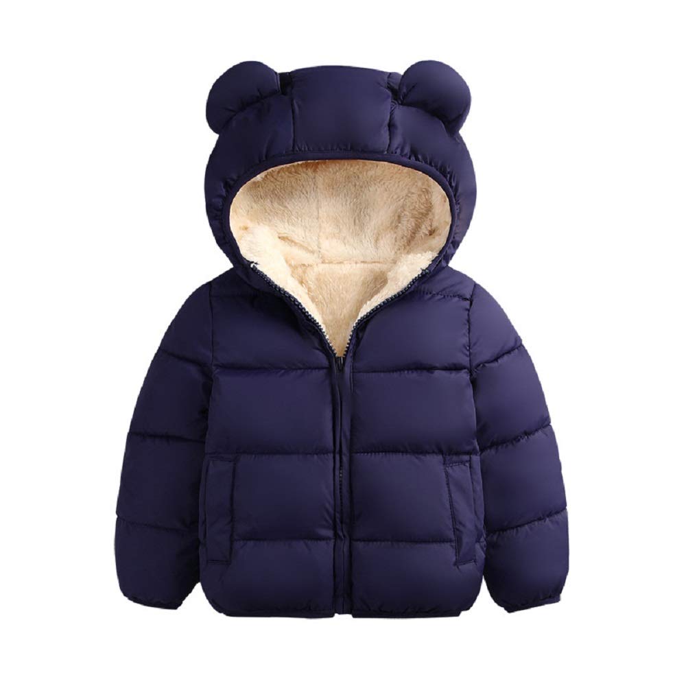 Winter Infant Kids Baby Girls Boys Hooded Snowwear with Bear Ears Toddler Outerwear Lining Coat Warm Jacket