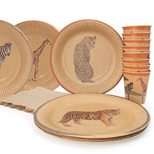 PARTY PARTY Safari Party Set 8 Gäste umweltfreundliches Kraftpapier,...
