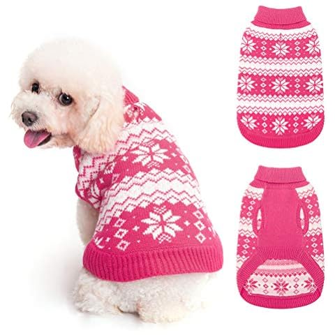 KOOLTAIL Cable Knit Dog Sweater Turtleneck, Warm & Comfortable Dog Cold Weather Clothes with Snowflake Pattern, Classic Knitwear Dog Winter Coat Outfits for Small Medium Large Dogs Cover