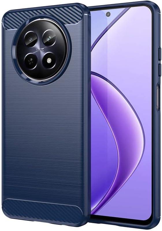 Image of NPRC Hybrid Ultra Slim Protective Case TPU Non-Slip Carbon Fiber Texture Shockproof Case Cover for Realme 12 - Blue