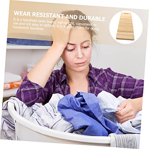 ERINGOGO Household Bamboo Washboard 50x17cm Laundry Wash Board Clothes Wash Board for Manual Washing Home Use Natural Bamboo Material - Image 2