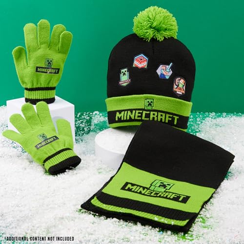 Minecraft Winter Set for Boys, Teens: 3 Piece Hat Scarf Gloves or 2 Piece Gloves & Hat, Winter Accessories, Gifts for Boys2