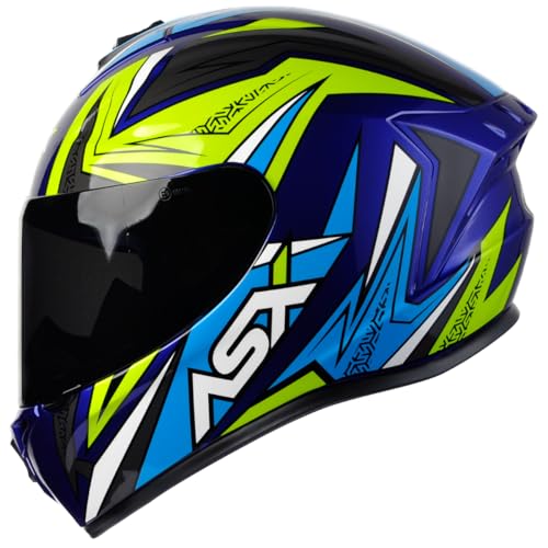 Capacete ASX Draken Vector Azul e Amarelo Esportivo